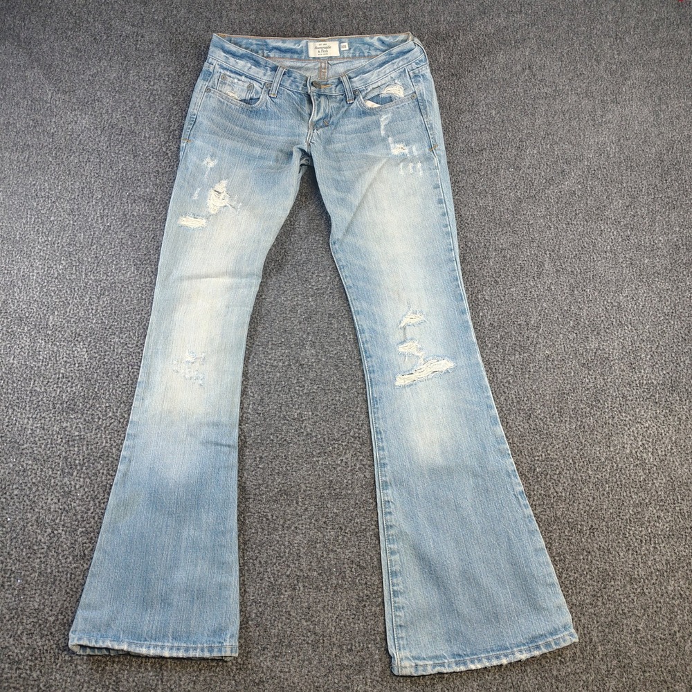Abercrombie & Fitch Flare Jeans Women 00S Light Wash Distressed Y2K Denim